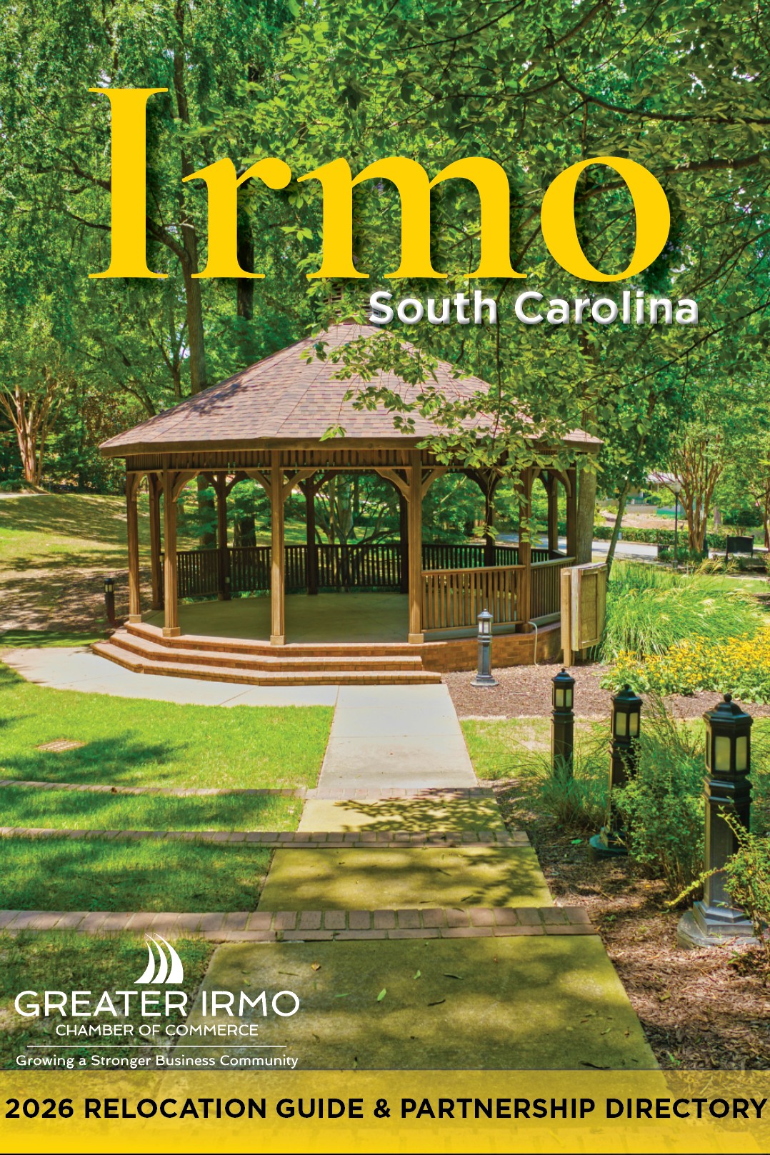 Cover of the 2025 Relocation Guide & Partnership Directory for Irmo South Carolina.